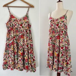 Natural Life Floral Print Ruffle Pleated Strappy Tunic Dress/Top